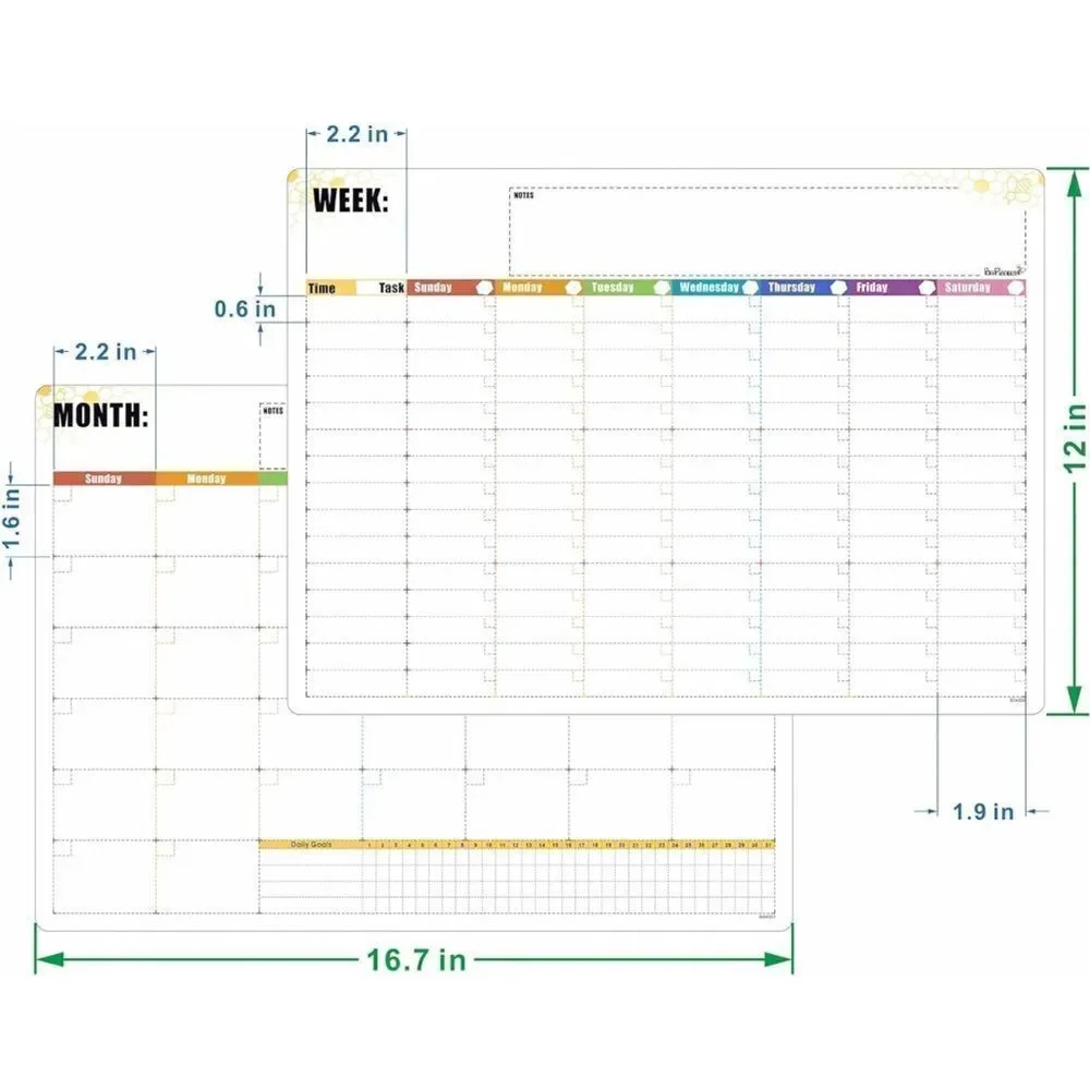NEW Beeplaneer Magnetic Dry Erase Whiteboard Calendar Set